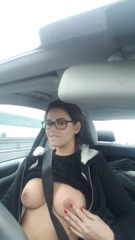 Big tits driving