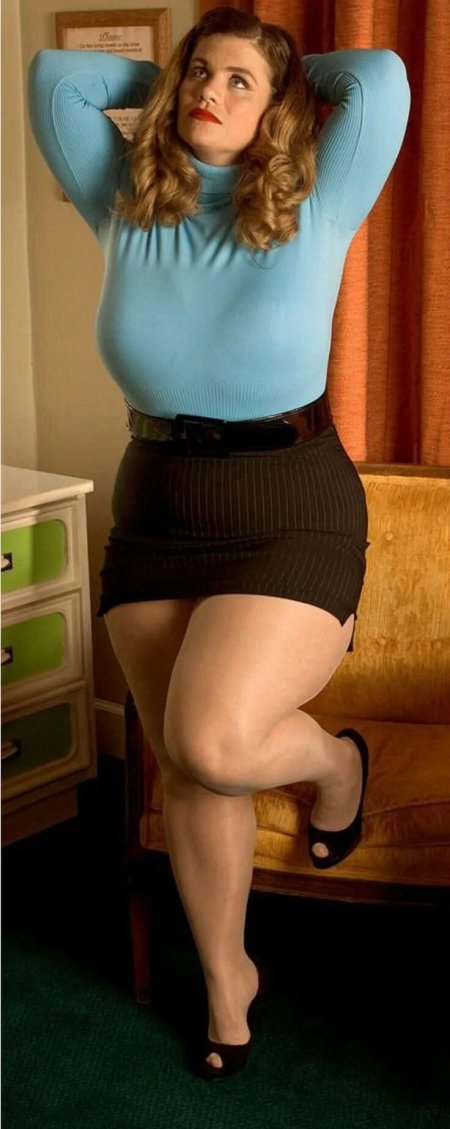 Young fat girl in pantyhose