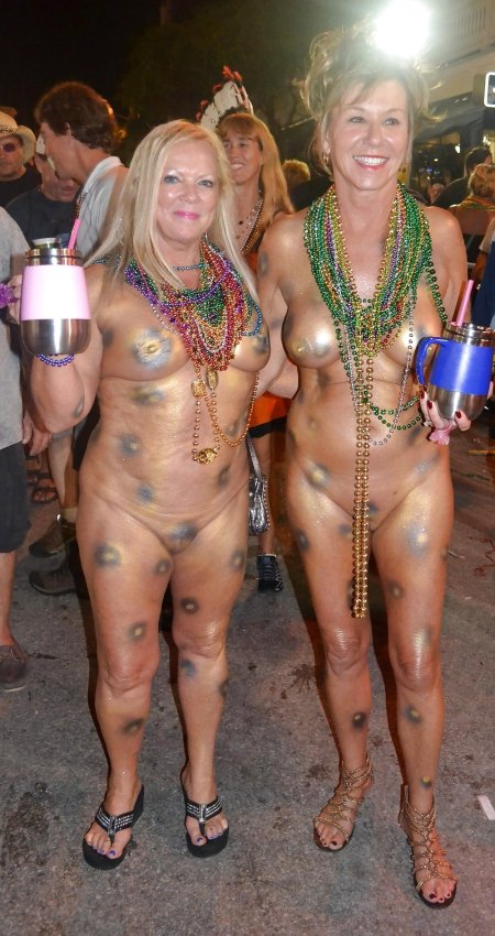 Naked mature at a festival