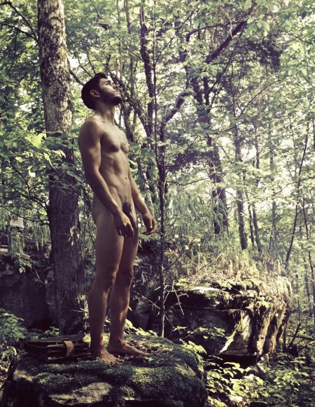 Handsome naked guys in nature