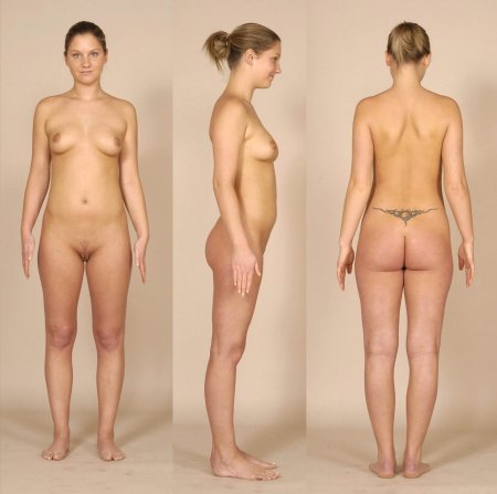 Naked women in full length from the front and back