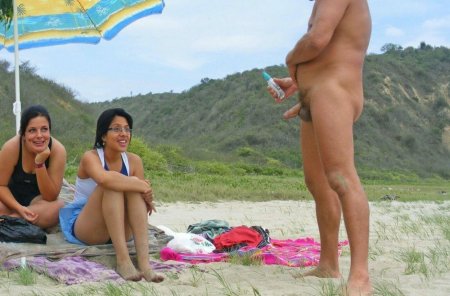 Exhibitionism of men on the beach