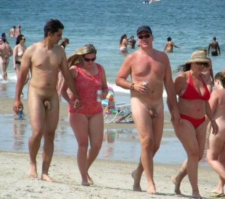 Beach naked guys clothed girls