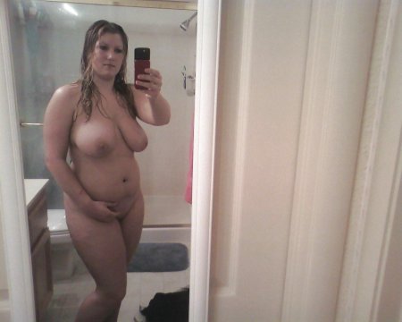 Naked BBW at the mirror