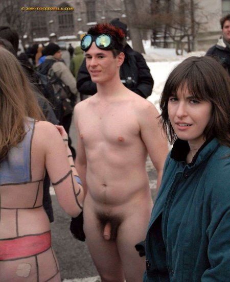 Naked women among men