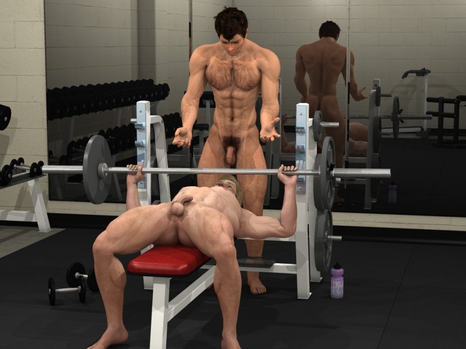 Naked guys in the gym