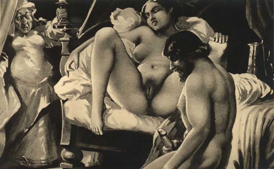 Gangbang drawing with a pencil