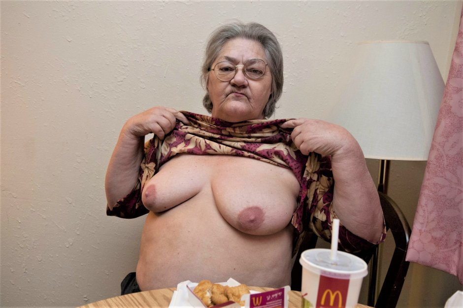 Old grandmother showed boobs