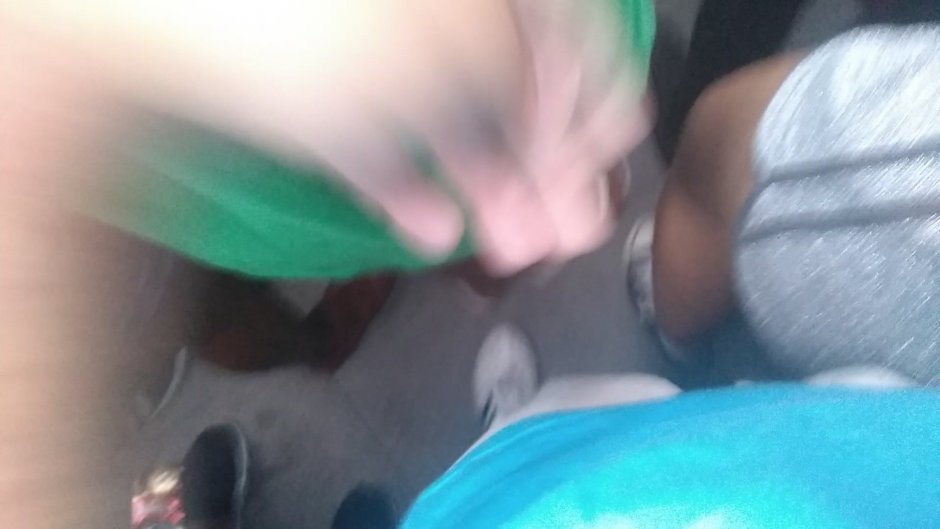 Cum on jeans on the bus