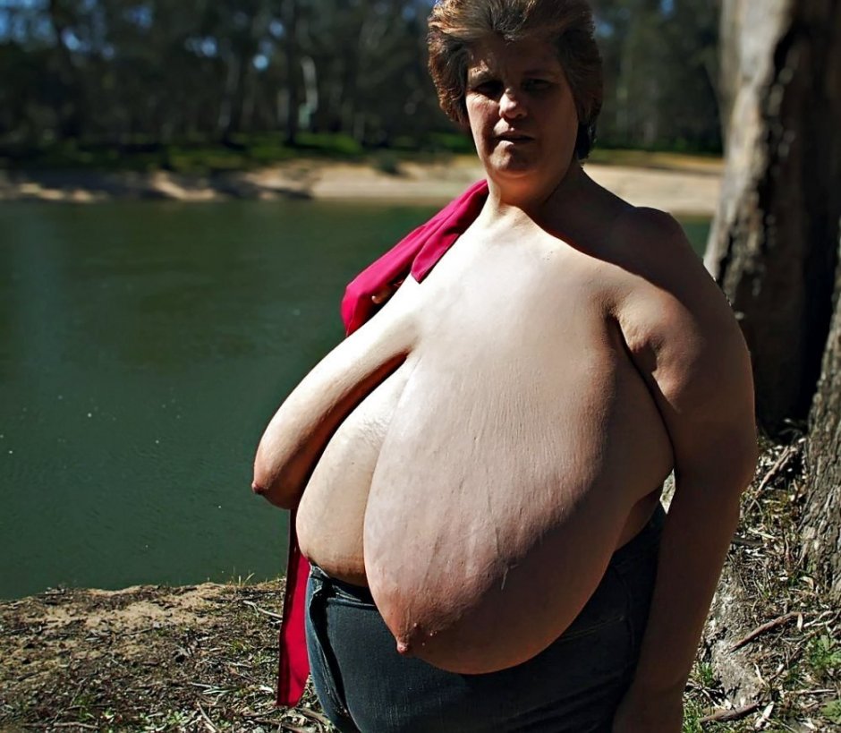 Big hanging breasts old women