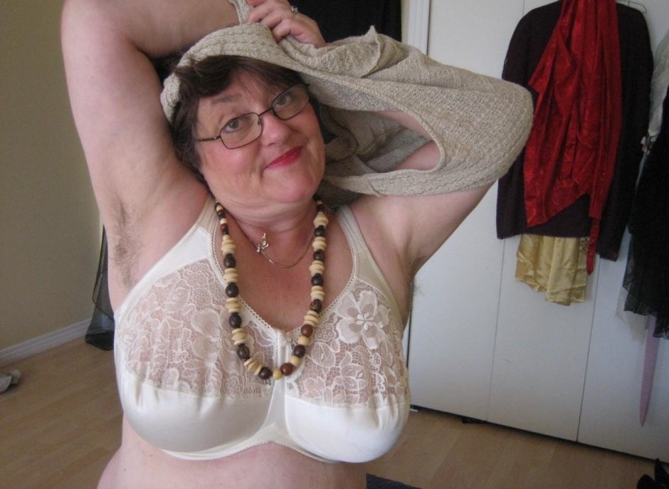 Old grandmothers in a bra