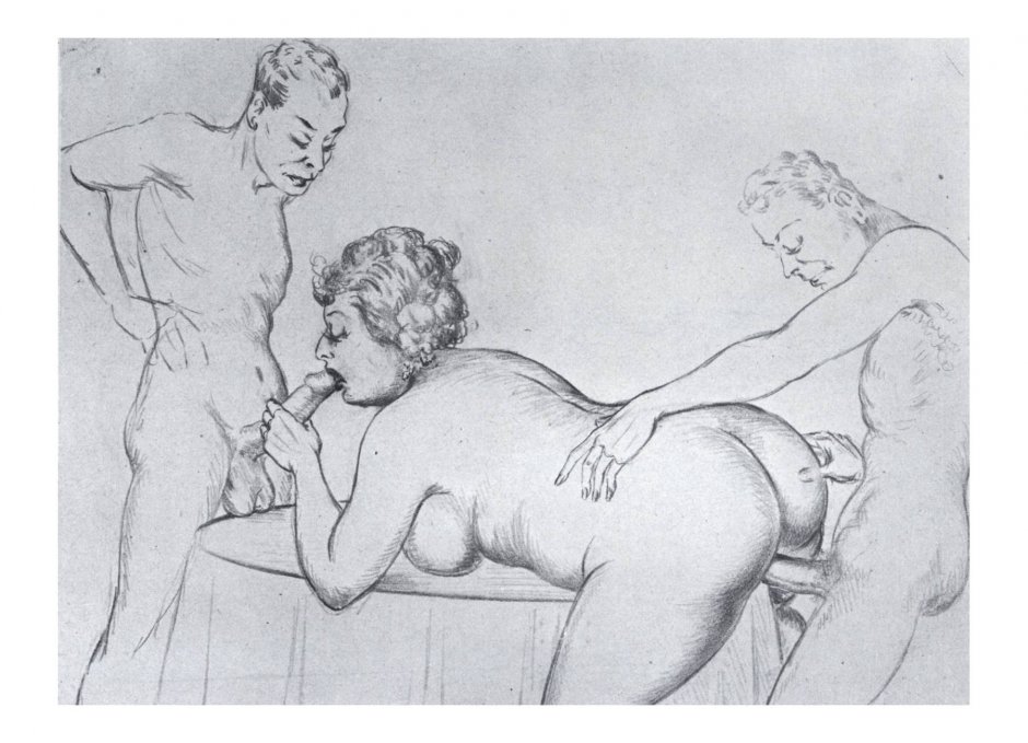 Retro pornography drawing with a pencil