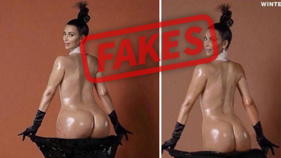 Naked Kim Kardashian in front of the mirror