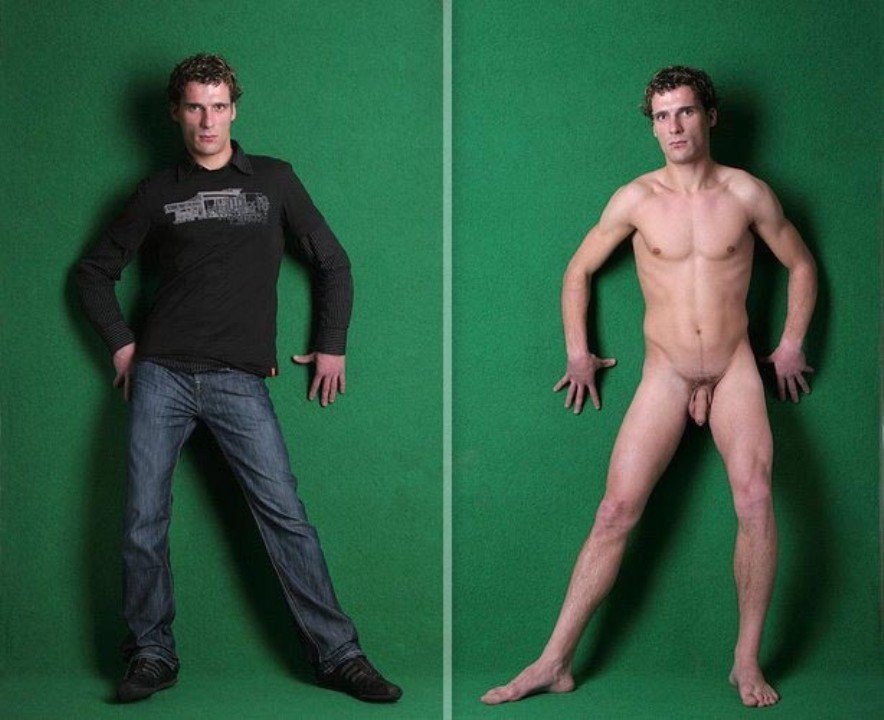 Dressed and undressed man