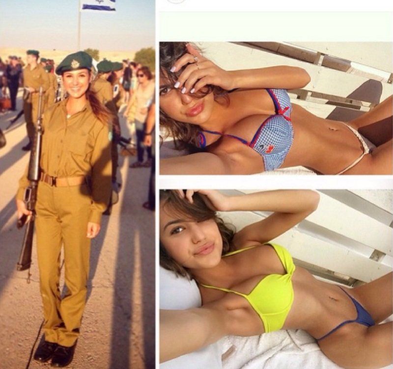 Girls of the Israeli army in swimsuits