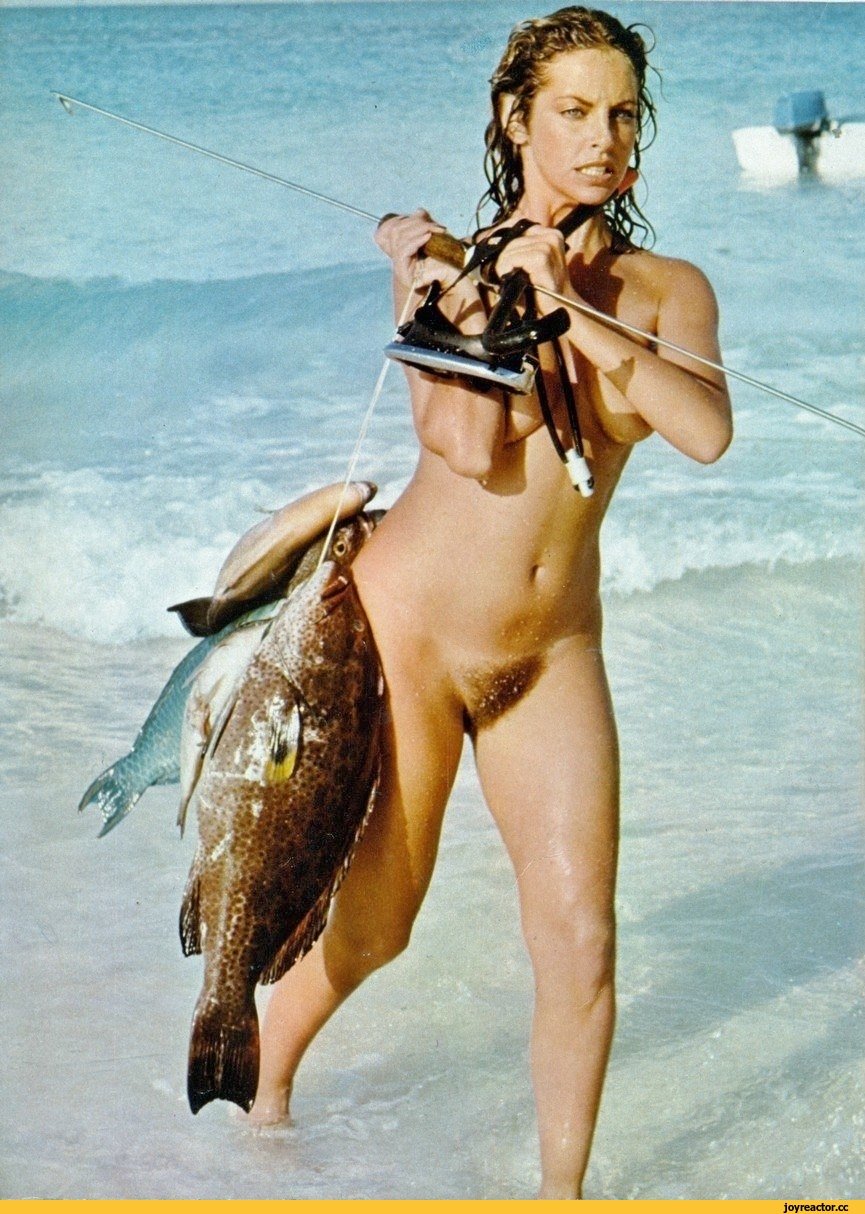 Naked women fishing fish
