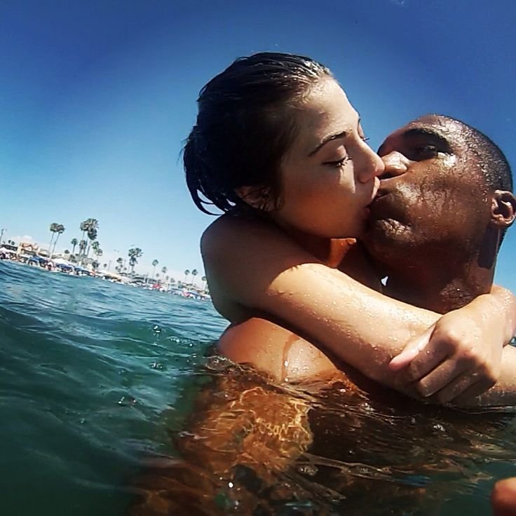 Interracial love on the beach