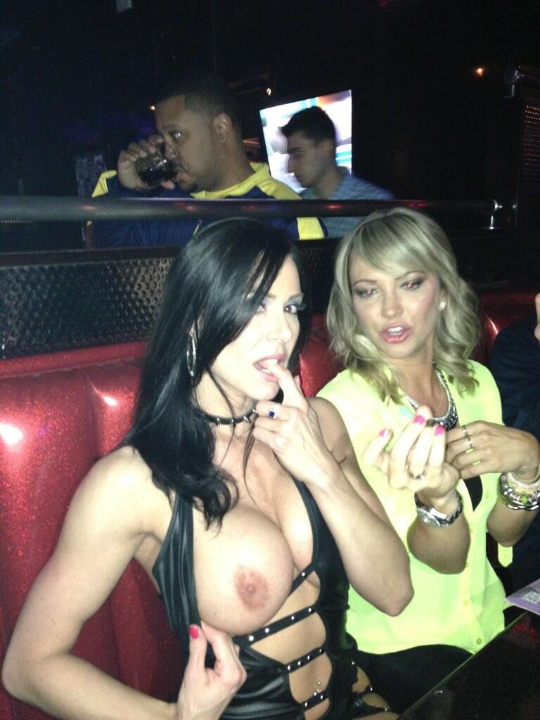 The girl showed boobs in the club