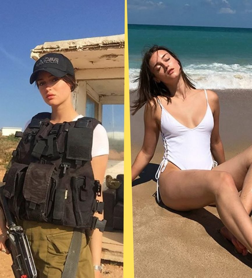 Girls of the Israeli army in swimsuits