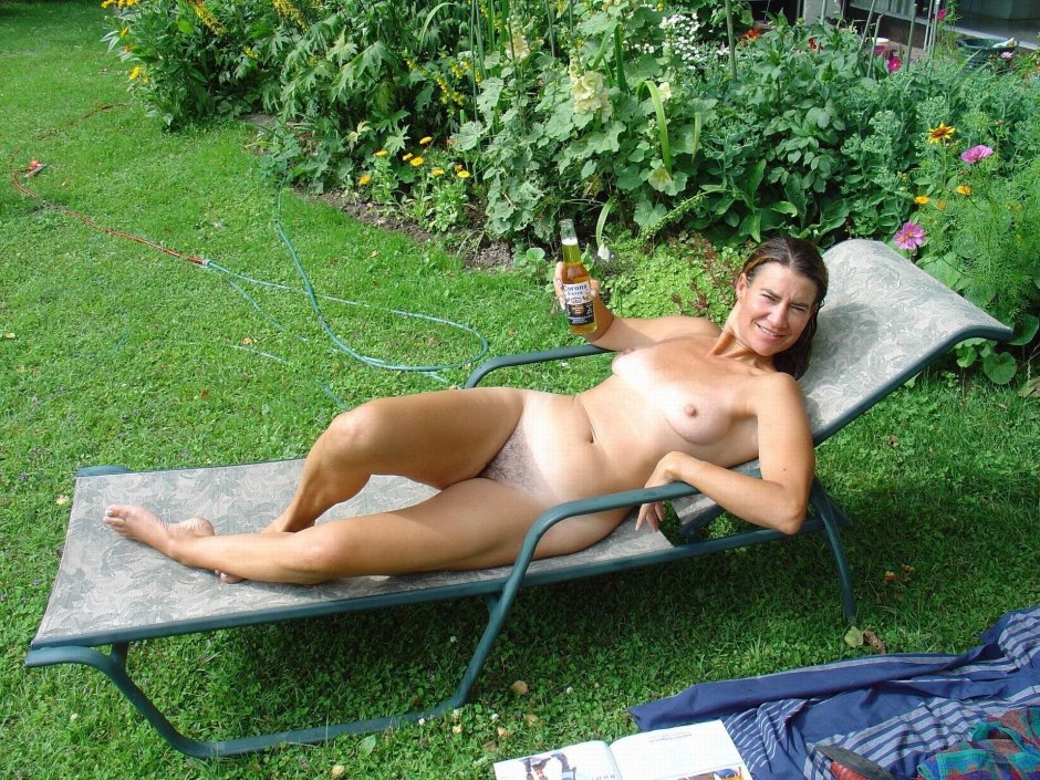 Sunbathes in the country