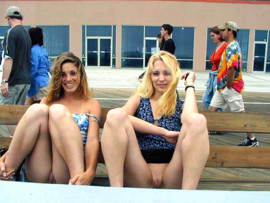 Three girls without panties