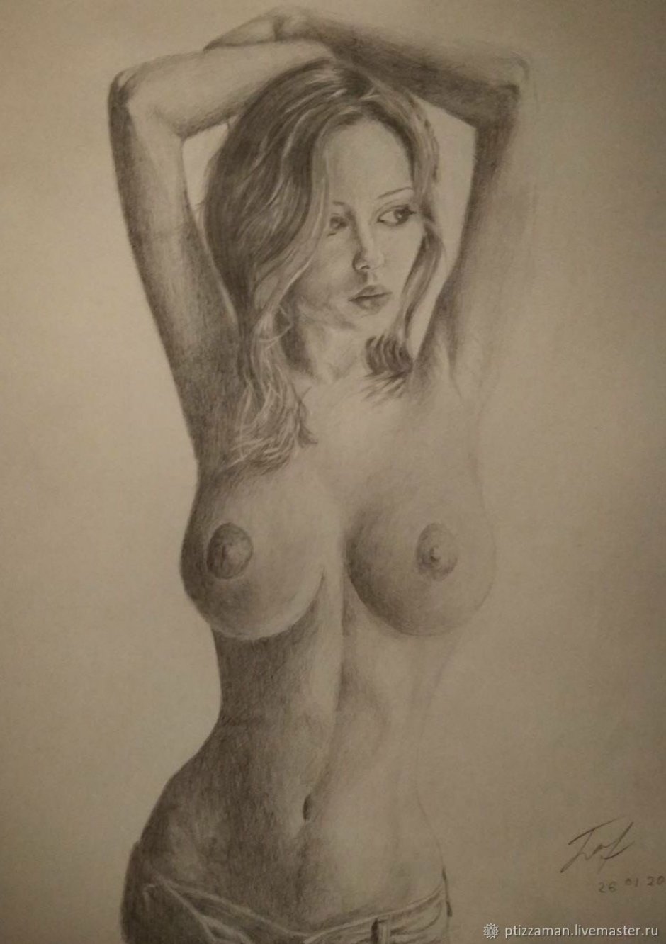 The drawings with a pencil are naked