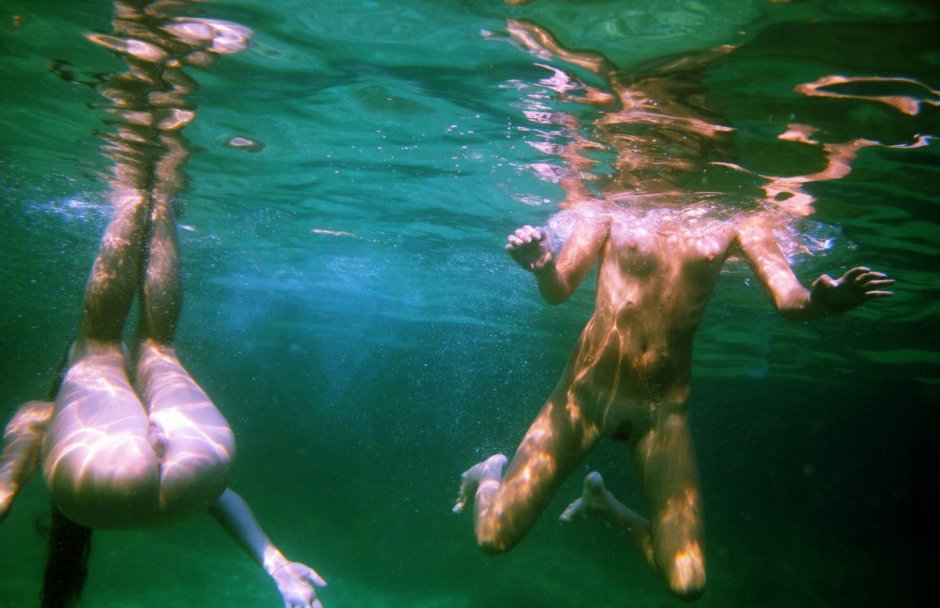 Naked girls in the pool