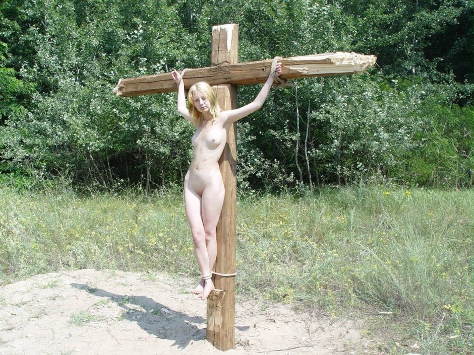 Naga woman crucified on the cross