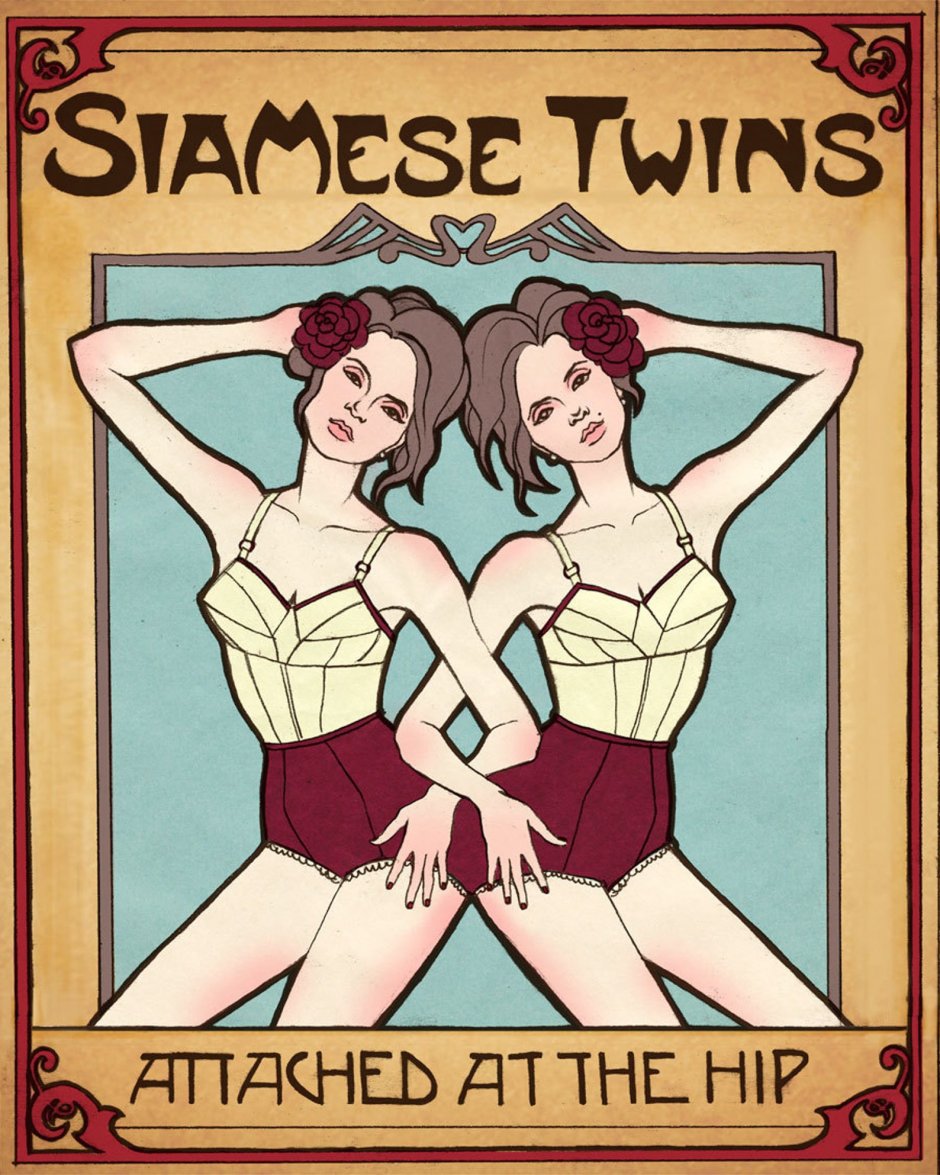 Naked twins Siamese art