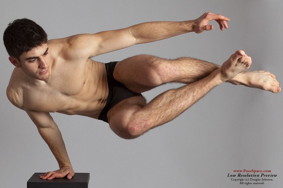 Positioning of naked men