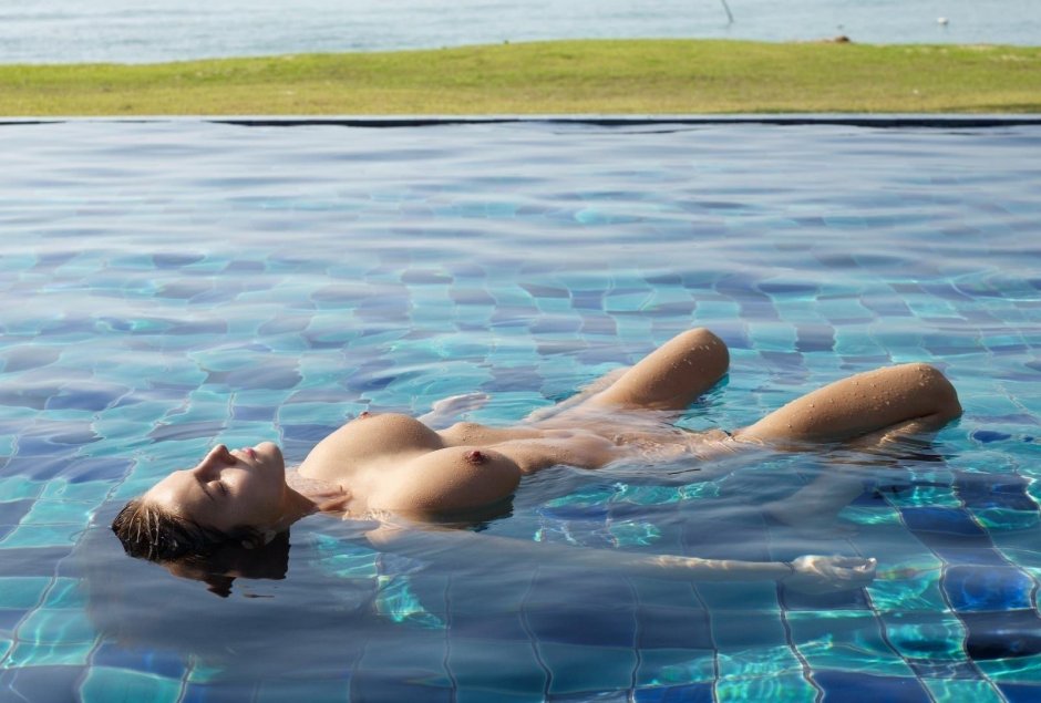 Naked girls in the pool