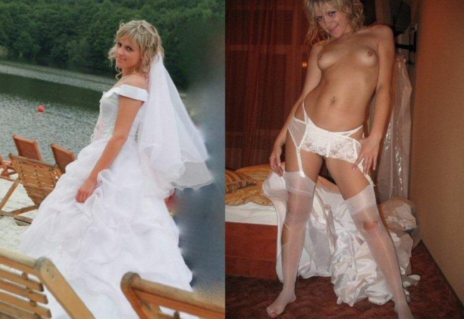 Naked women in a wedding dress