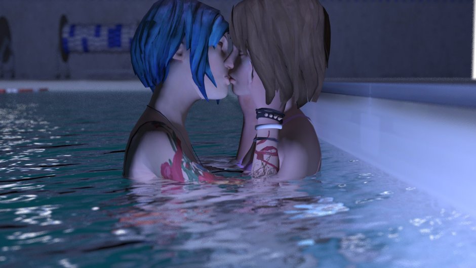 Chloe and Max in the pool