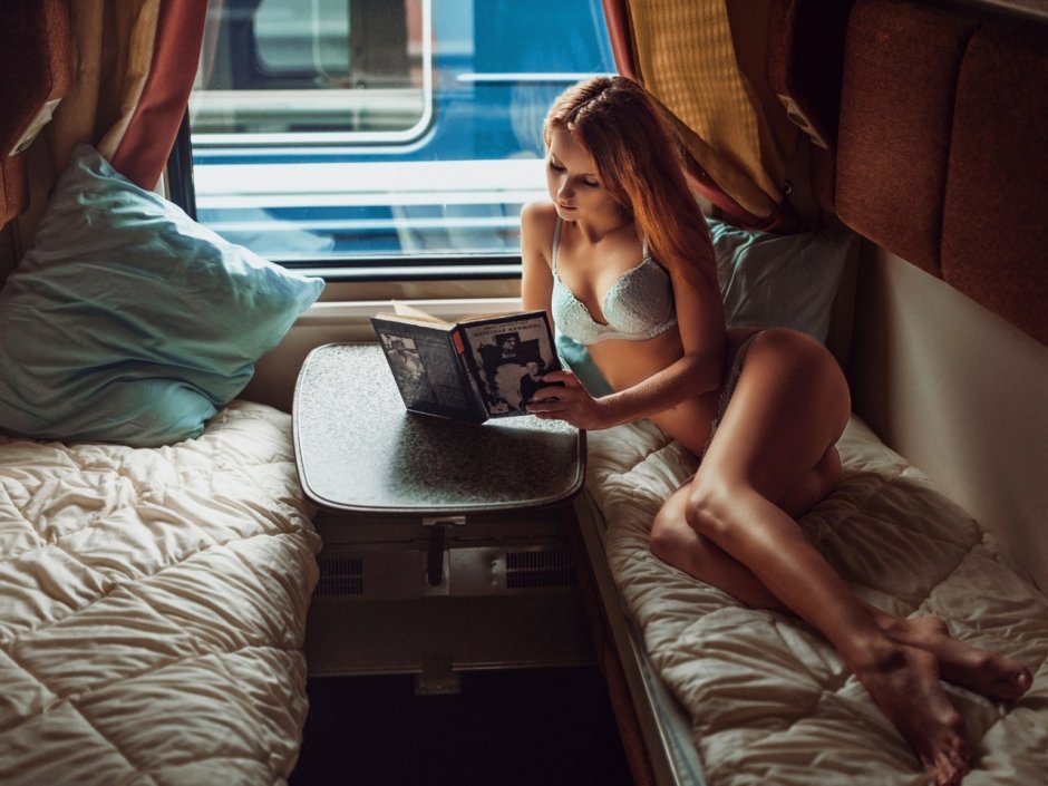 Girl in the train carriage