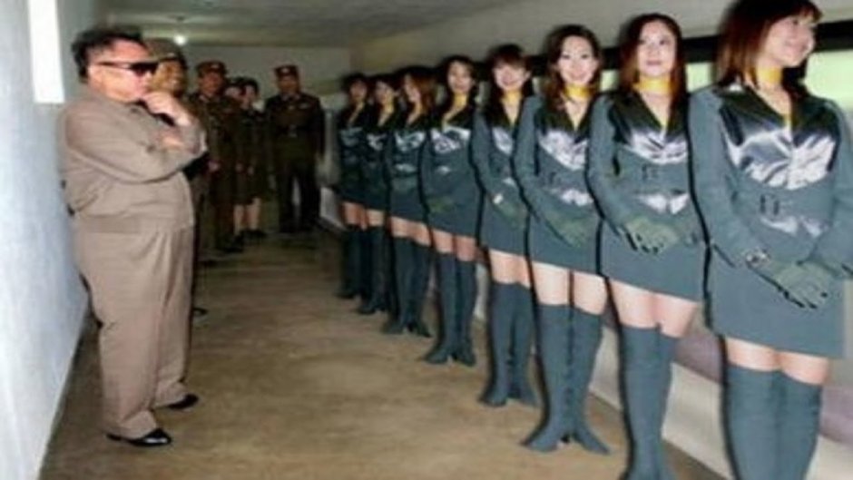 Girls from North Korea march