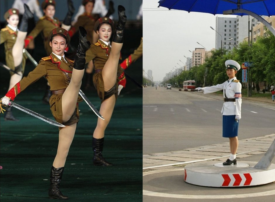 Girls from North Korea march