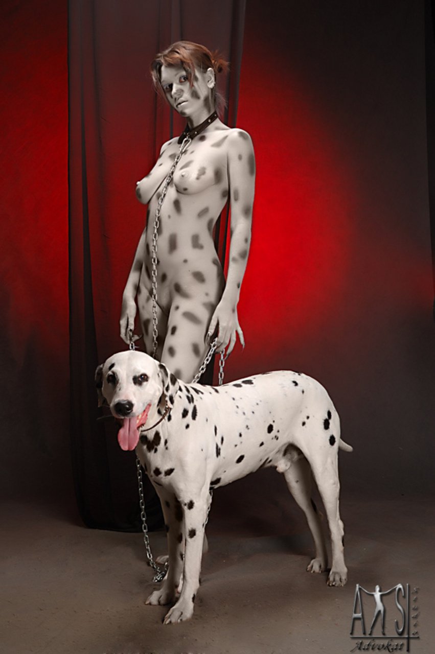 Erotic photo shoot with a dog