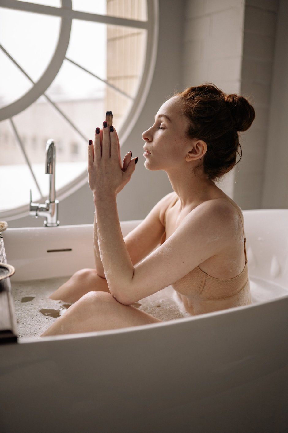 Beautiful girl in the bathroom