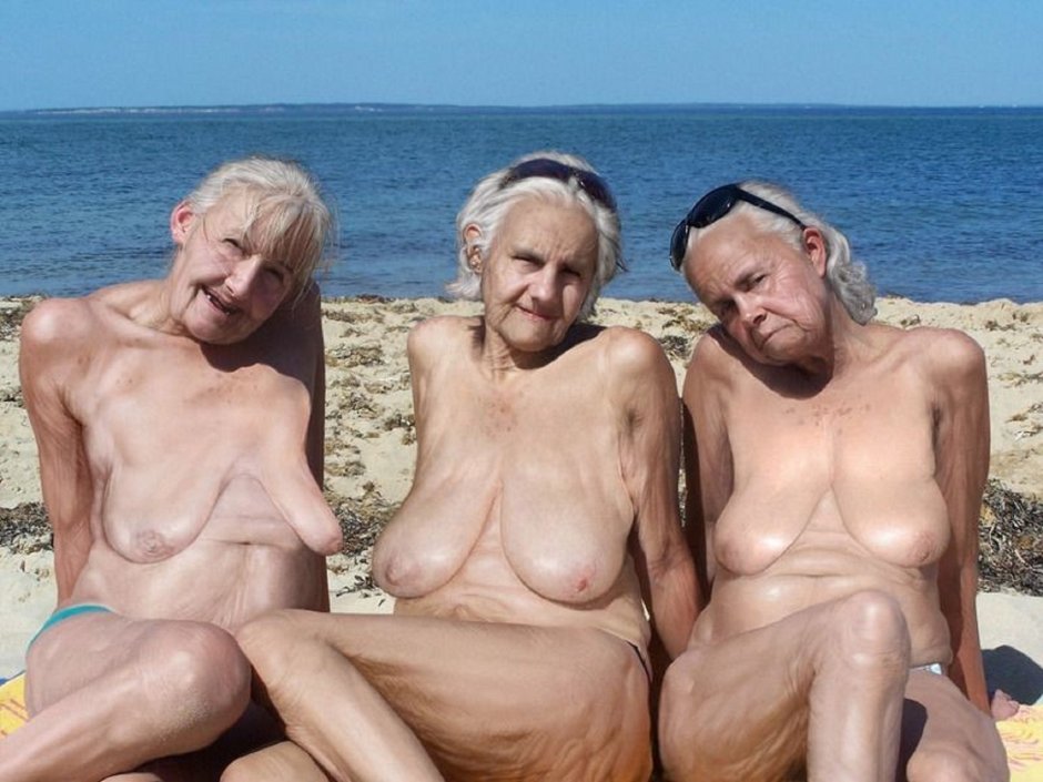 Naked old women on the beach
