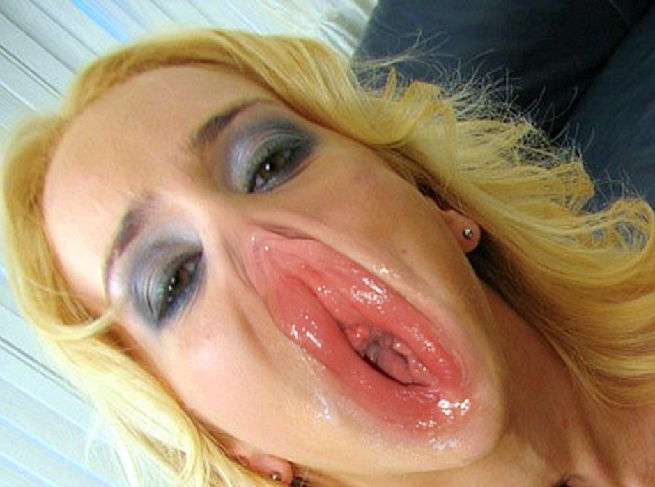 Woman with vagina instead of mouth
