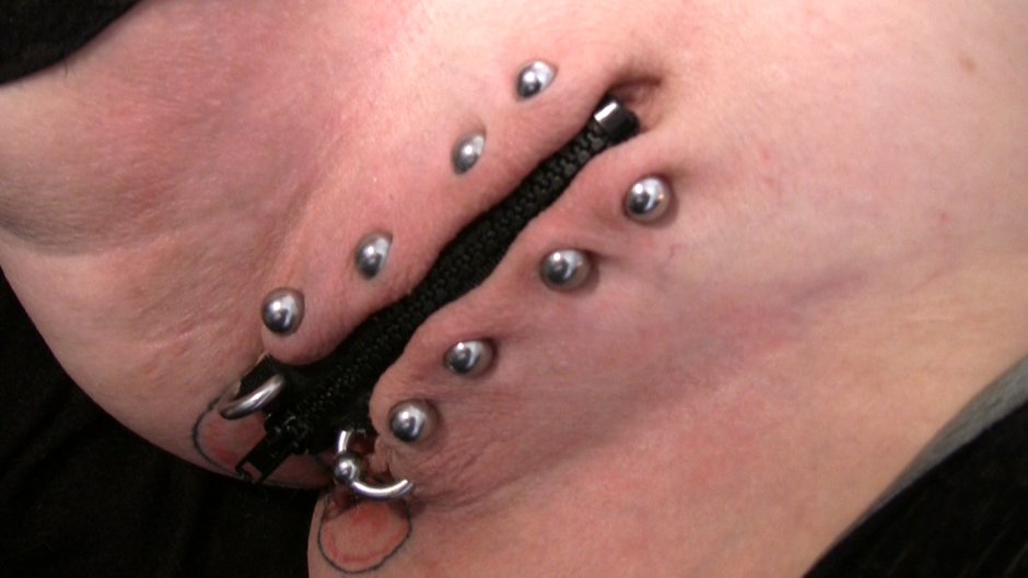 Extreme piercing of women's nipples