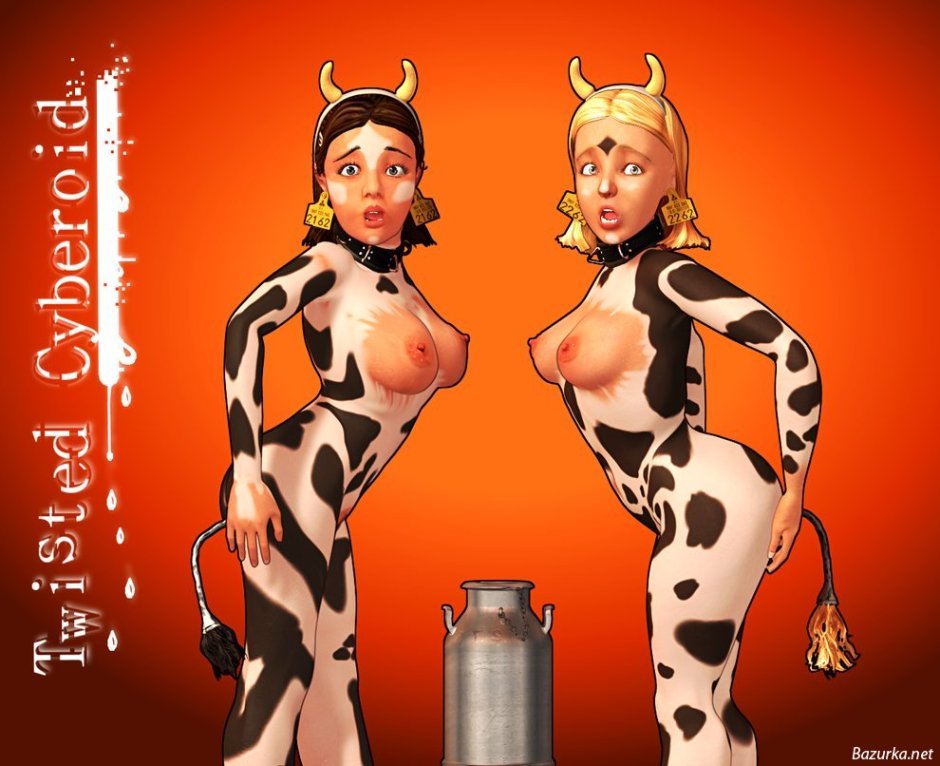 Girl in the role of a cow BDSM art