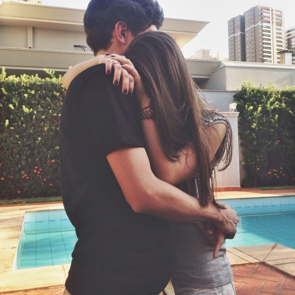 The guy and the girl hug