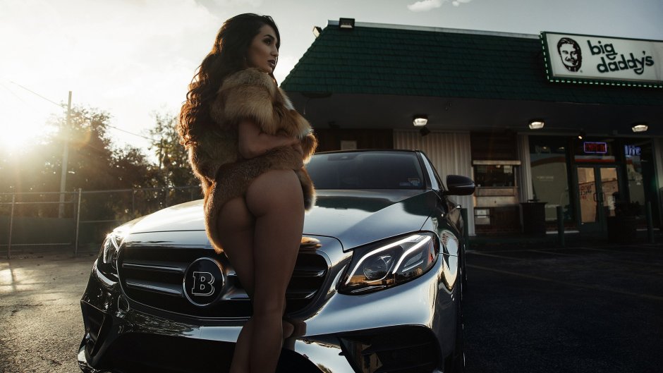 Photo shoot naked at the car busty