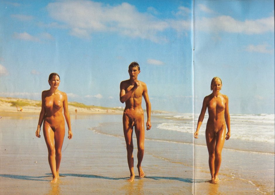 Boy on the beach nude retro