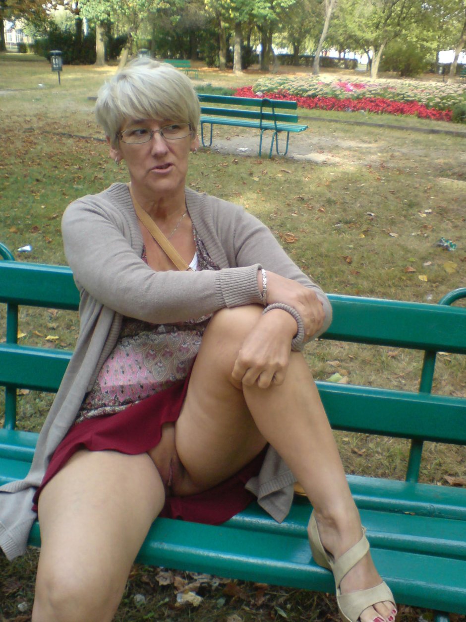 Upskirt amateur old woman