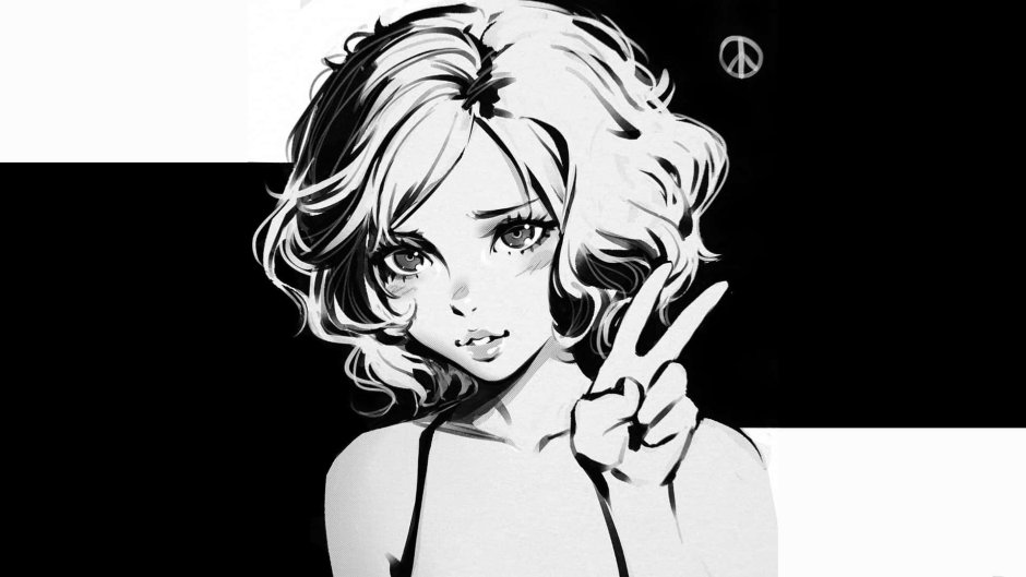 Black white style anime
