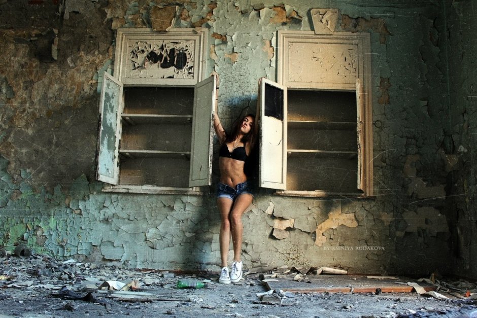 Photo shoot in an abandoned building