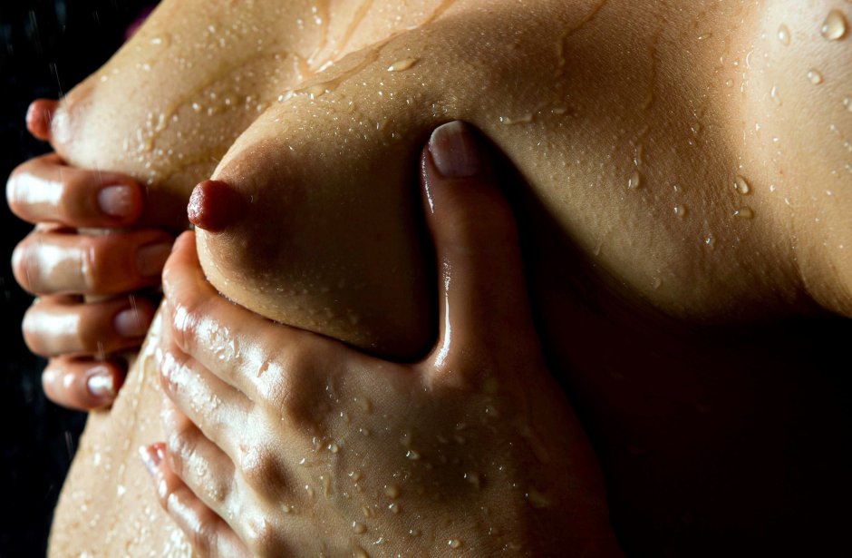 Beautiful wet female breasts