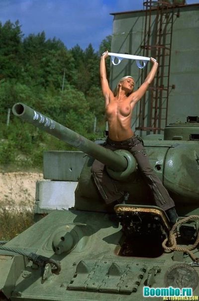 Naked Girl on a Tank!